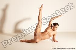 Nude Gymnastic poses Woman White Moving poses Athletic medium brown Dynamic poses Pinup